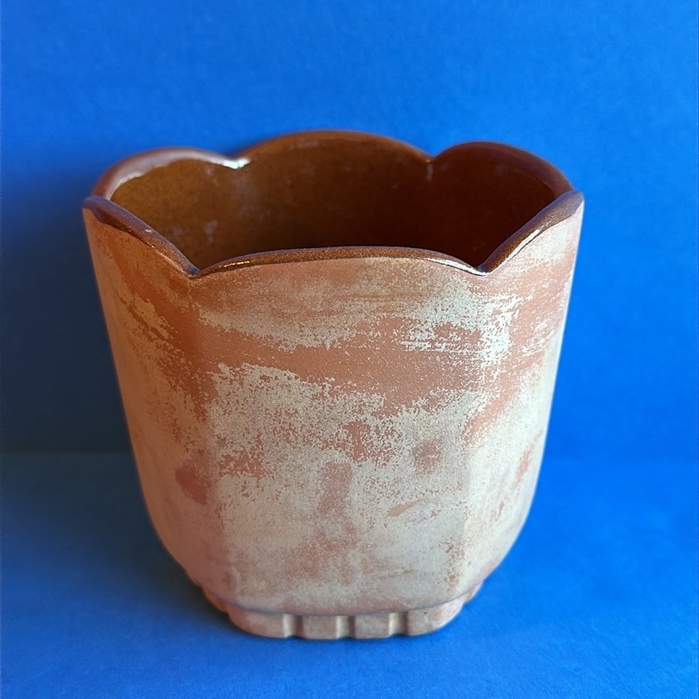Frankoma Pottery 37 Planter Bowl Tan & Terracotta Brown Glazed Interior